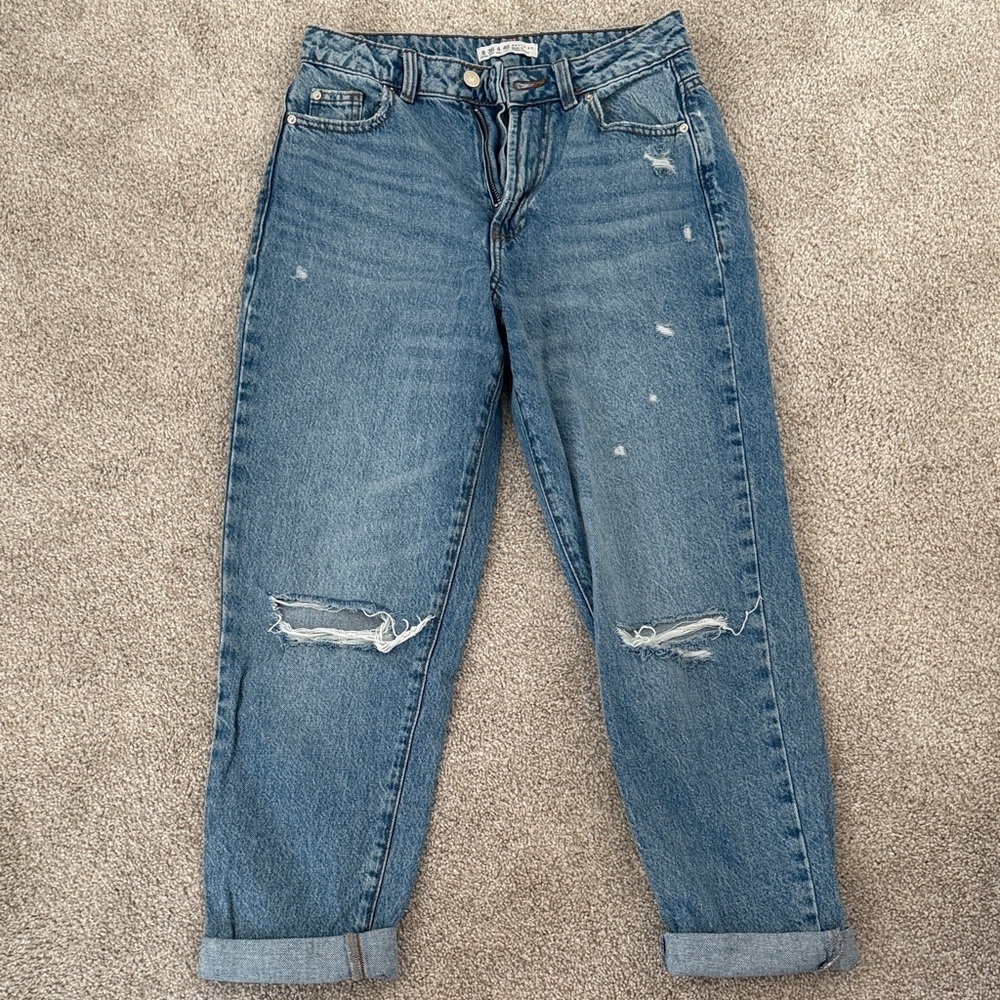 Primark Blue Boyfriend Jeans with Distressed Details
